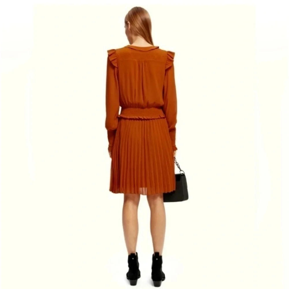 Scotch & Soda Smocked Mini Dress in Pumpkin Spice